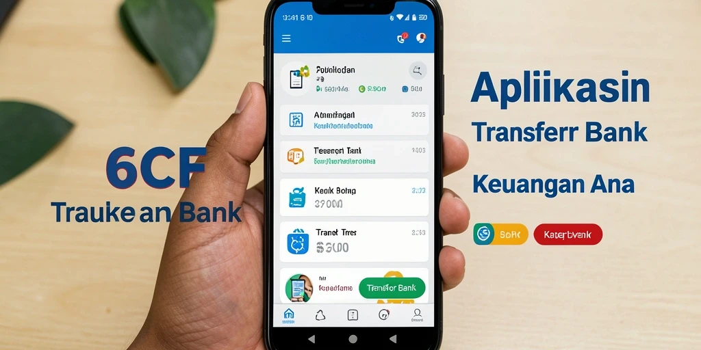 Tampilan antarmuka aplikasi Transfer Bank 6CF yang intuitif dan modern.