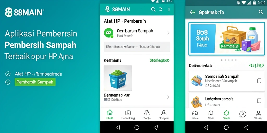 Tampilan antarmuka aplikasi Pembersih Sampah 88MAIN yang modern dan intuitif.