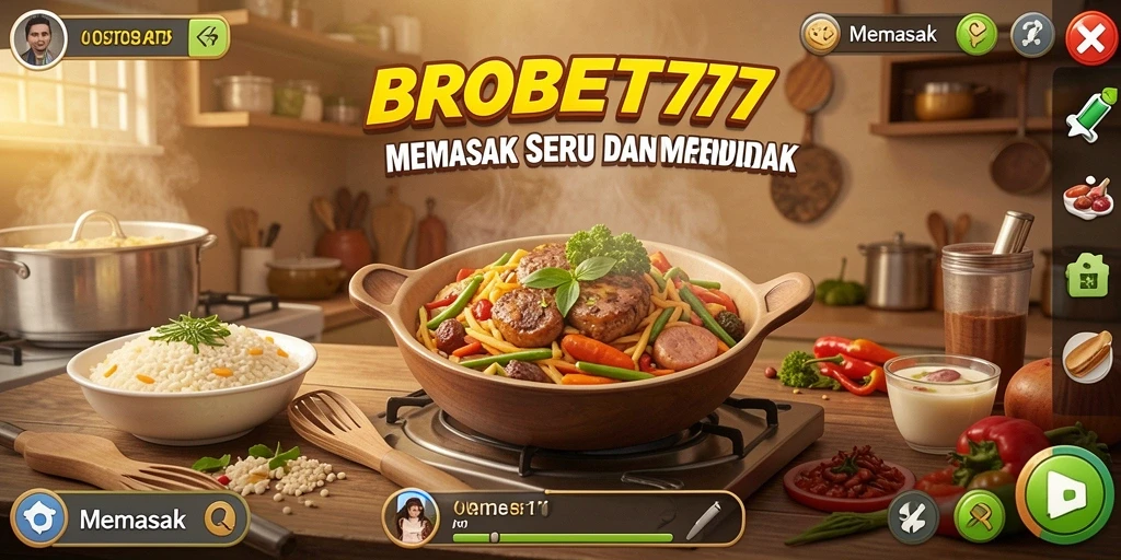 Tampilan antarmuka permainan memasak BROBET77 yang menarik dan fungsional.