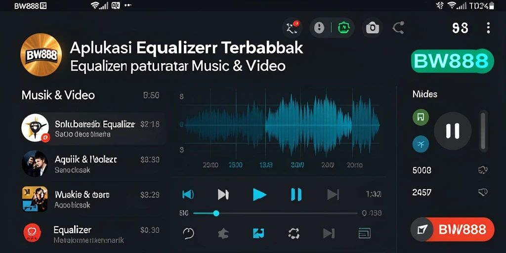 Antarmuka BW888 yang menampilkan fitur Equalizer yang lengkap.