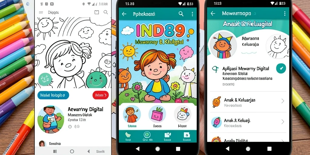 Antarmuka aplikasi Mewarnai Digital IND89 dengan berbagai pilihan warna.