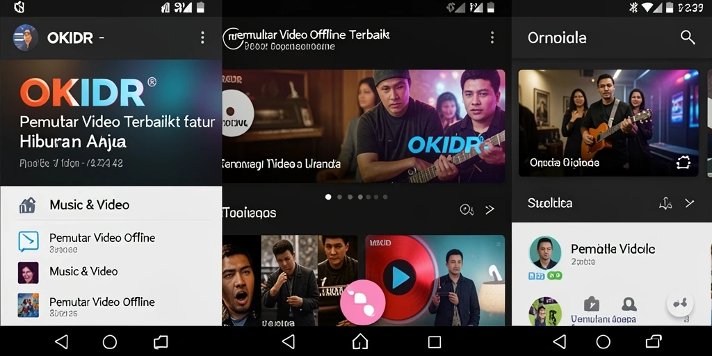 Antarmuka <strong>OKIDR</strong> yang praktis dan intuitif untuk pemutar video offline.